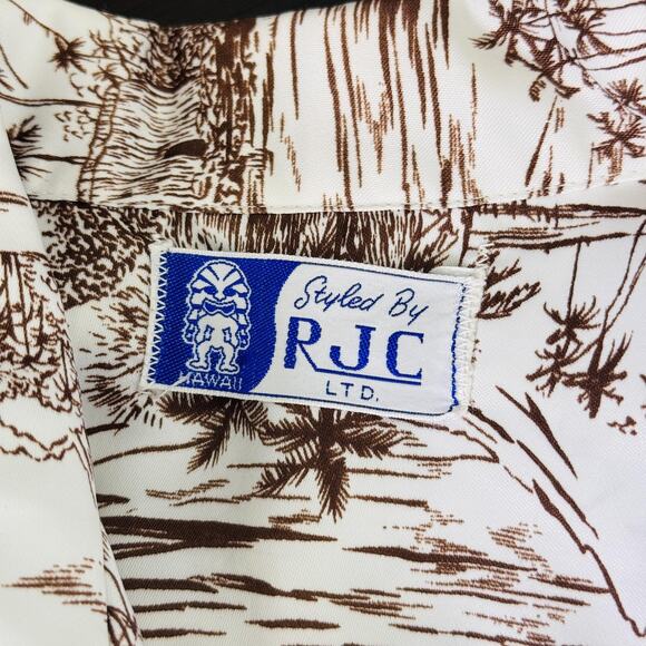 Vintage RJC Shirt Mens Large Hawaiian Aloha Button Up Island Print Camp Beach - Picture 3 of 11